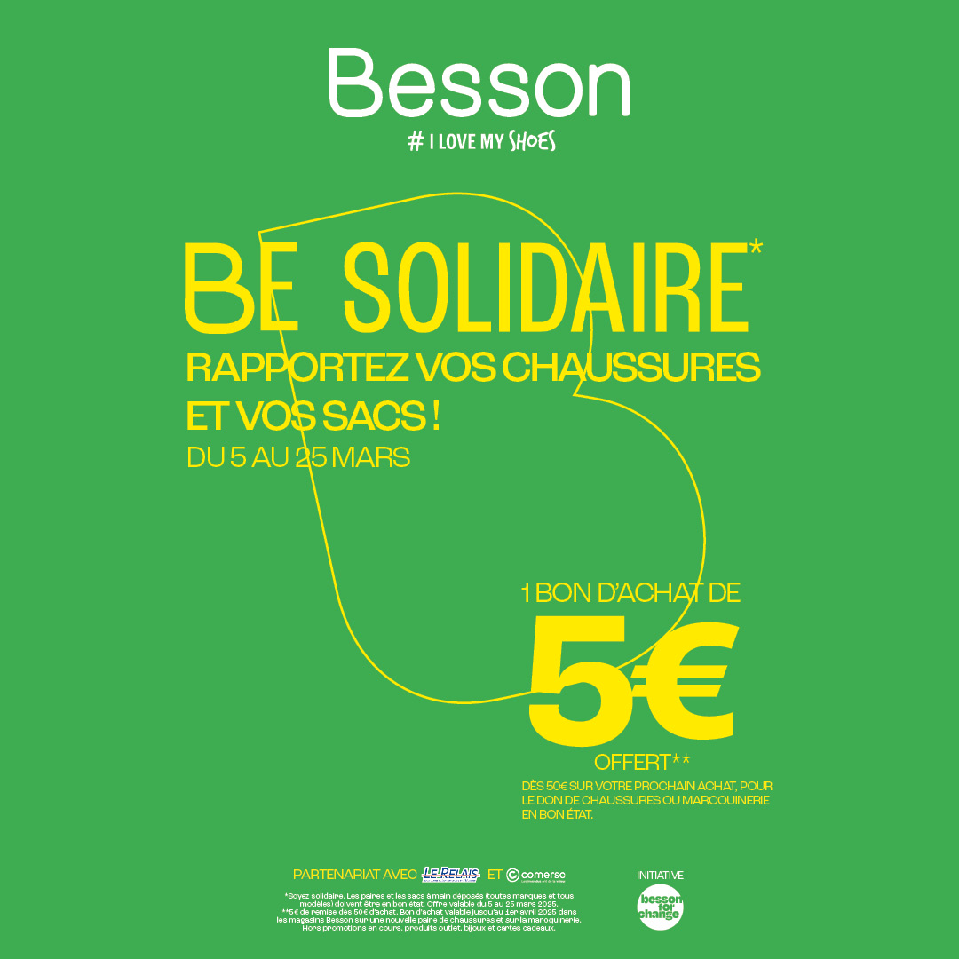 Villebon 2 - Be Solidaire avec Besson Chaussures : Donnez, Gagnez ! - collecte recyclage besson - 1