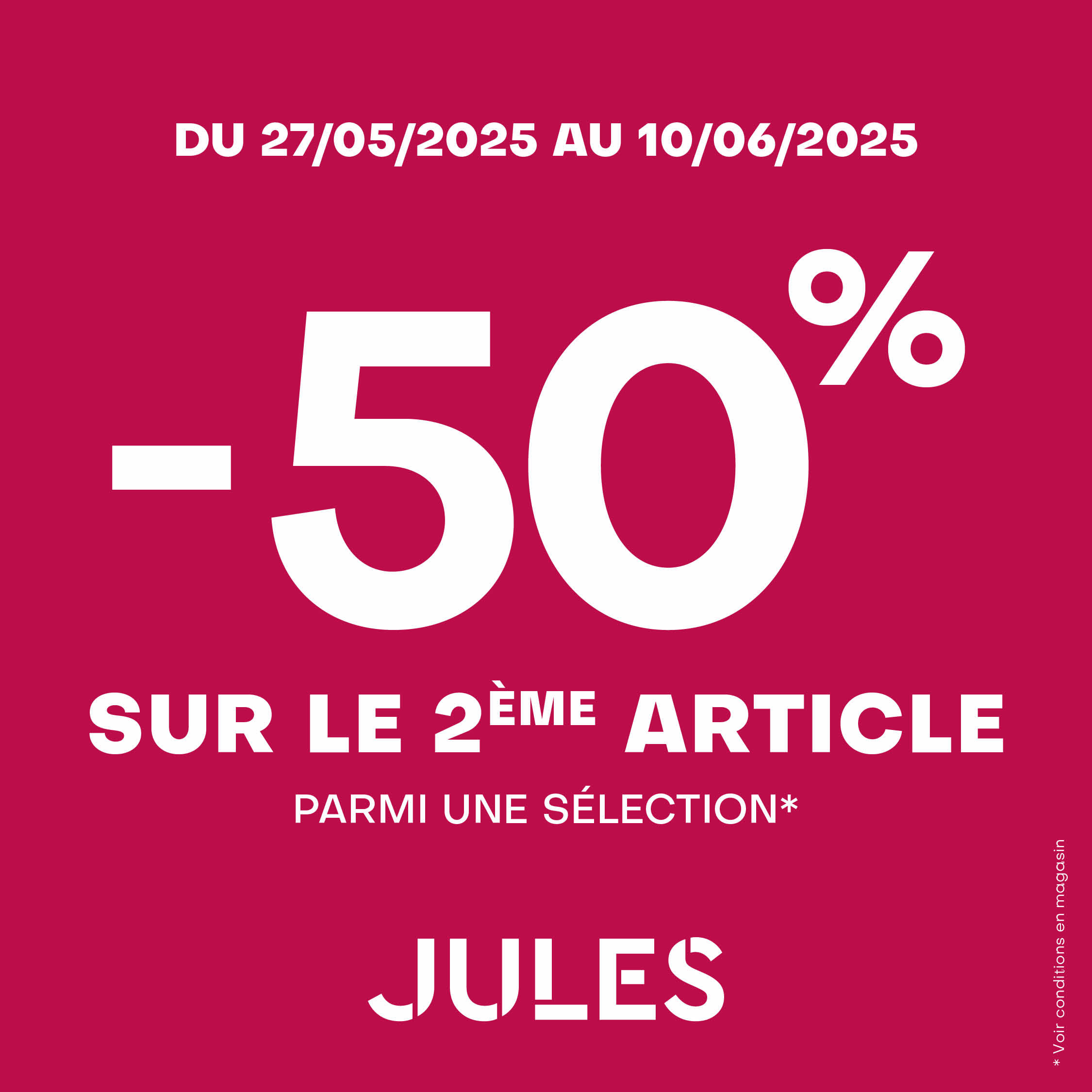Villebon 2 - Offre fête des pères chez Jules ! - 50 sur 2eme article 1080x1080 2 - 1