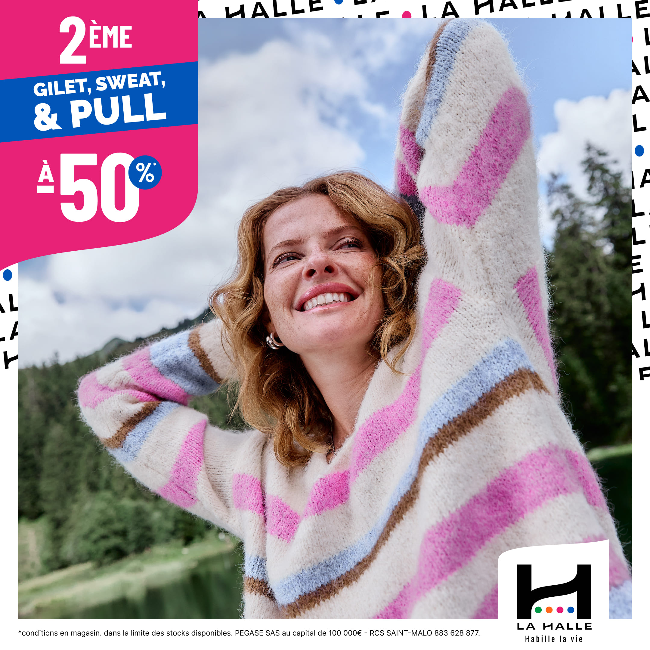 Villebon 2 - 2ème pull, gilet ou sweat à -50% chez La Halle - 1080x1080 2eme article 501 - 1