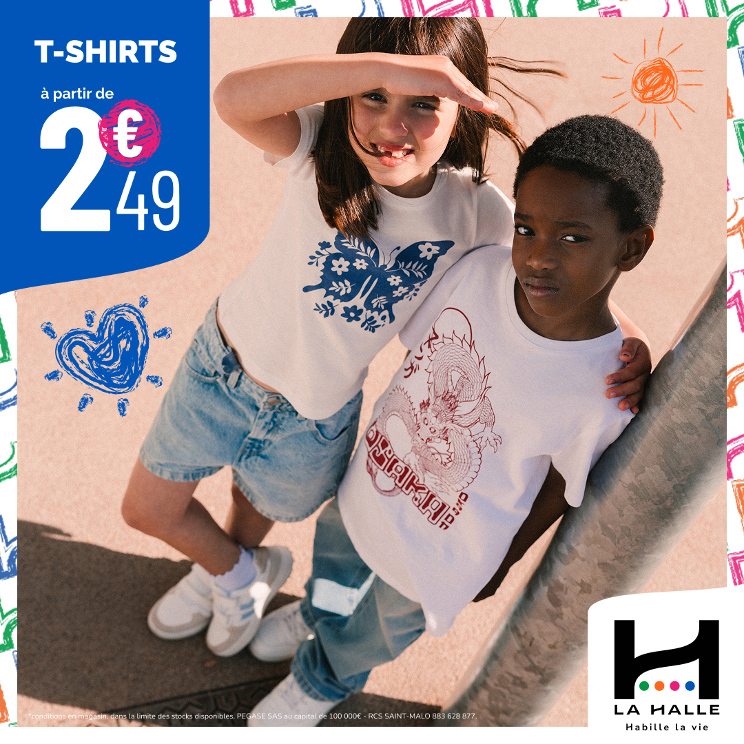 Villebon 2 - Le 2e t-shirt enfant à -50% chez La Halle ! - t shirt enfant 1080 x 1080 - 1